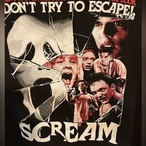 Scream collage shirt with images on front and back